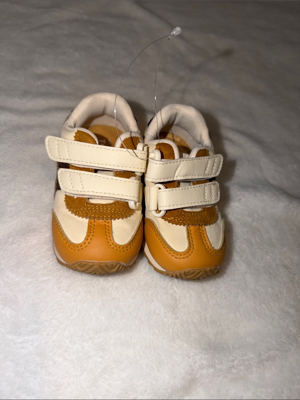 Toddler Double-Strap Sneakers in Cream and Mustard